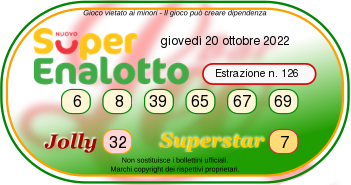 SuperEnalotto - Estrazione Numeri Vincenti Giovedi 20 Ottobre 2022