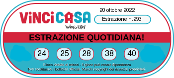 VinciCasa - Estrazione Numeri Vincenti Giovedi 20  Ottobre 2022