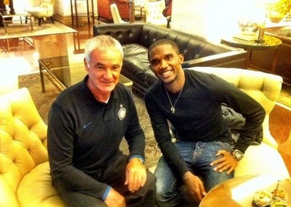 Inter: Eto'o in visita alla squadra