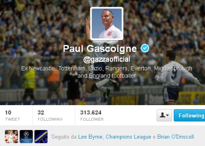 Gascoigne è su Twitter, boom di follower