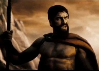 Parodia Autogol, Conte come Leonida in 300. Video