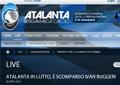 Atalanta: morto l'ex presidente Ivan Ruggeri