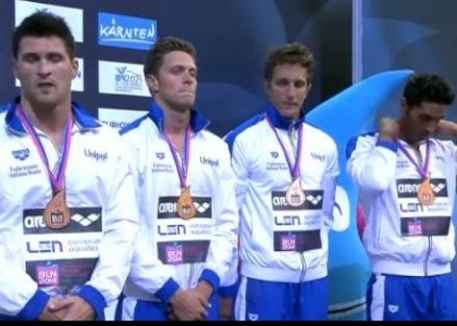 Nuoto, Europei Berlino: la 4X100 uomini c'è, è bronzo