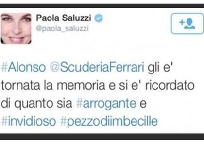 Paola Saluzzi nei guai: insulta Alonso e Sky la sospende