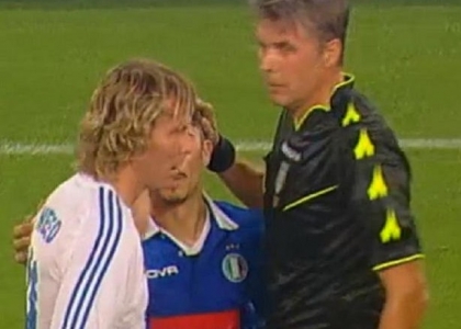 Partita del Cuore: tunnel di Moreno, Nedved si infuria. Video