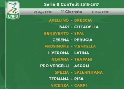 Serie B 2016/2017: il calendario completo