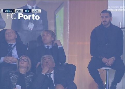 Porto-Juventus: Bonucci in castigo, in tribuna sullo sgabello