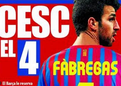Barcellona: Fabregas avrà il '4' di Guardiola