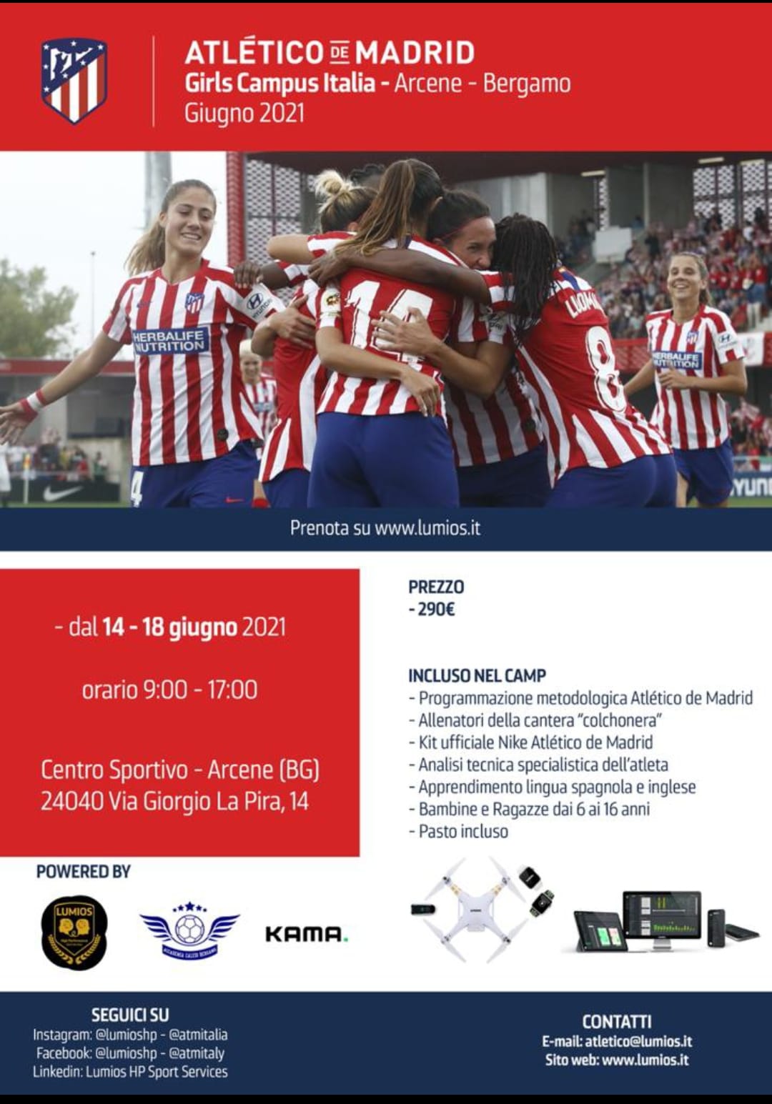 L'Accademia Calcio Bergamo e il Girls Campus con l'Atletico Madrid: i dettagli
